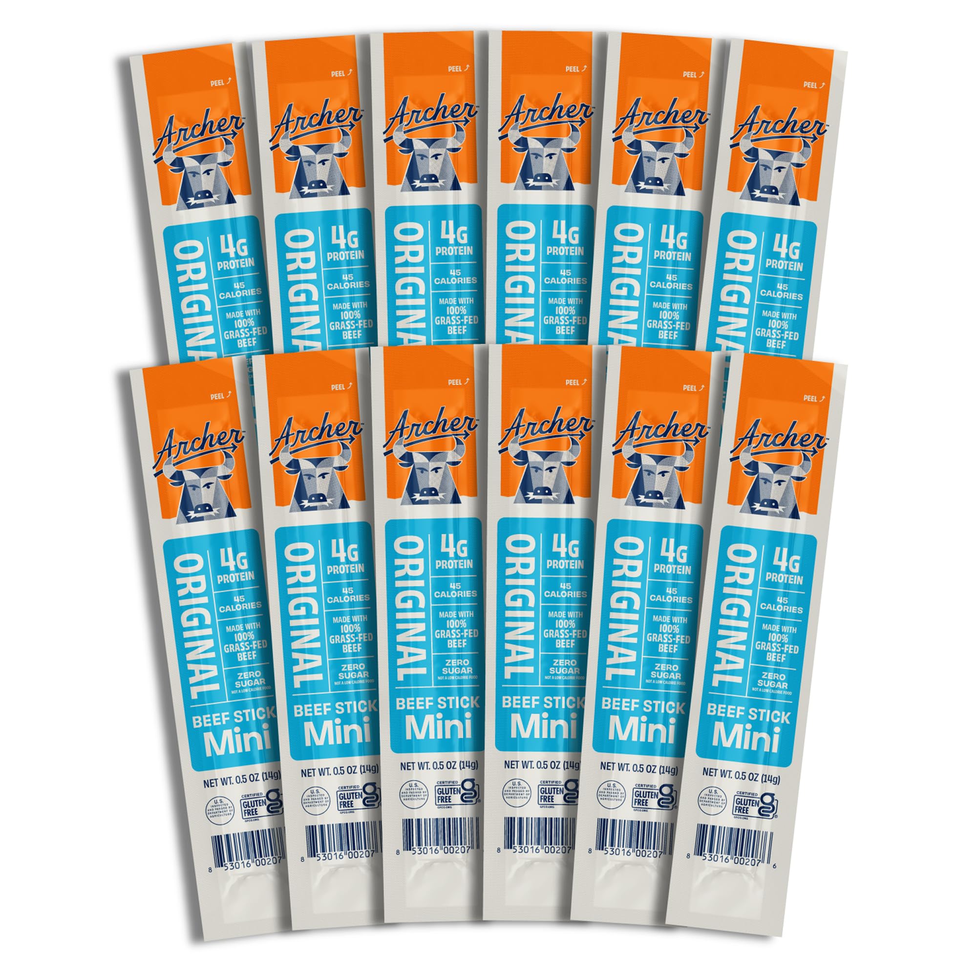 Archer Jerky Mini Beef Jerky Sticks - Grass Fed Beef Sticks Individually Wrapped, Bulk Snack Packs, Gluten Free, Paleo, Keto - .5 oz (Pack of 12)