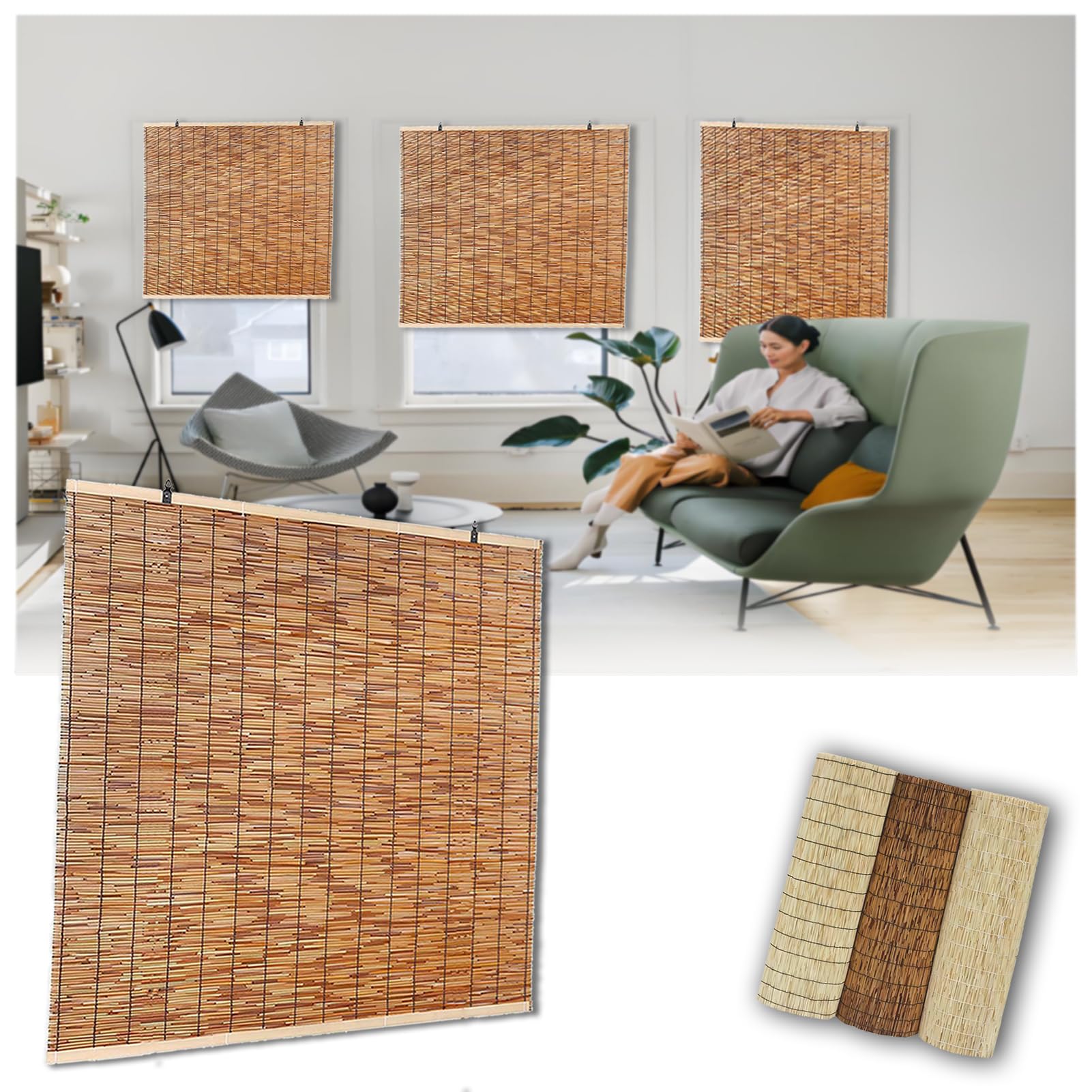 Bamboo Blinds Retro Bamboo Roller Blind Natural Reed Curtain Bamboo Door Curtain Outdoor Reed Curtains 55 60 70 90 100 120 140 150 160 180cm Roman Blinds Roller Reed Blinds Porch Bamboo Shades