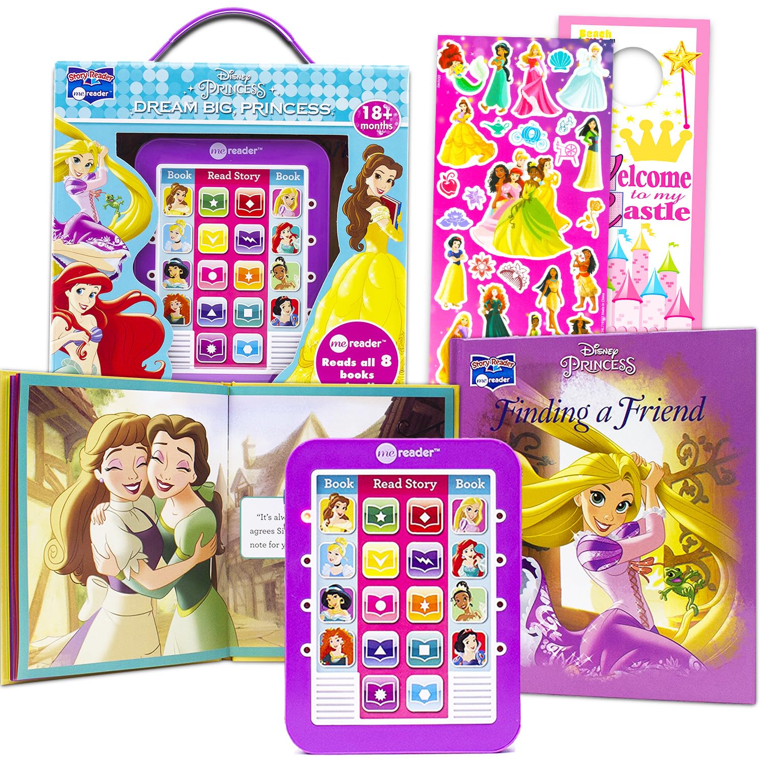 Disney Princess Me Reader Electronic Reader - Confezione da 8 libri per bambini, con adesivi Ariel, Belle, Cenerentola, More Plus | Disney Princess Early Learning Toys