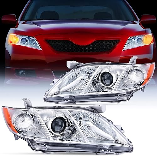 Miniatura 1 de Nilight - Conjunto de faros delanteros compatible con Toyota Camry 2007 2008 2009, carcasa cromada, reflector ámbar, lado del conductor y del