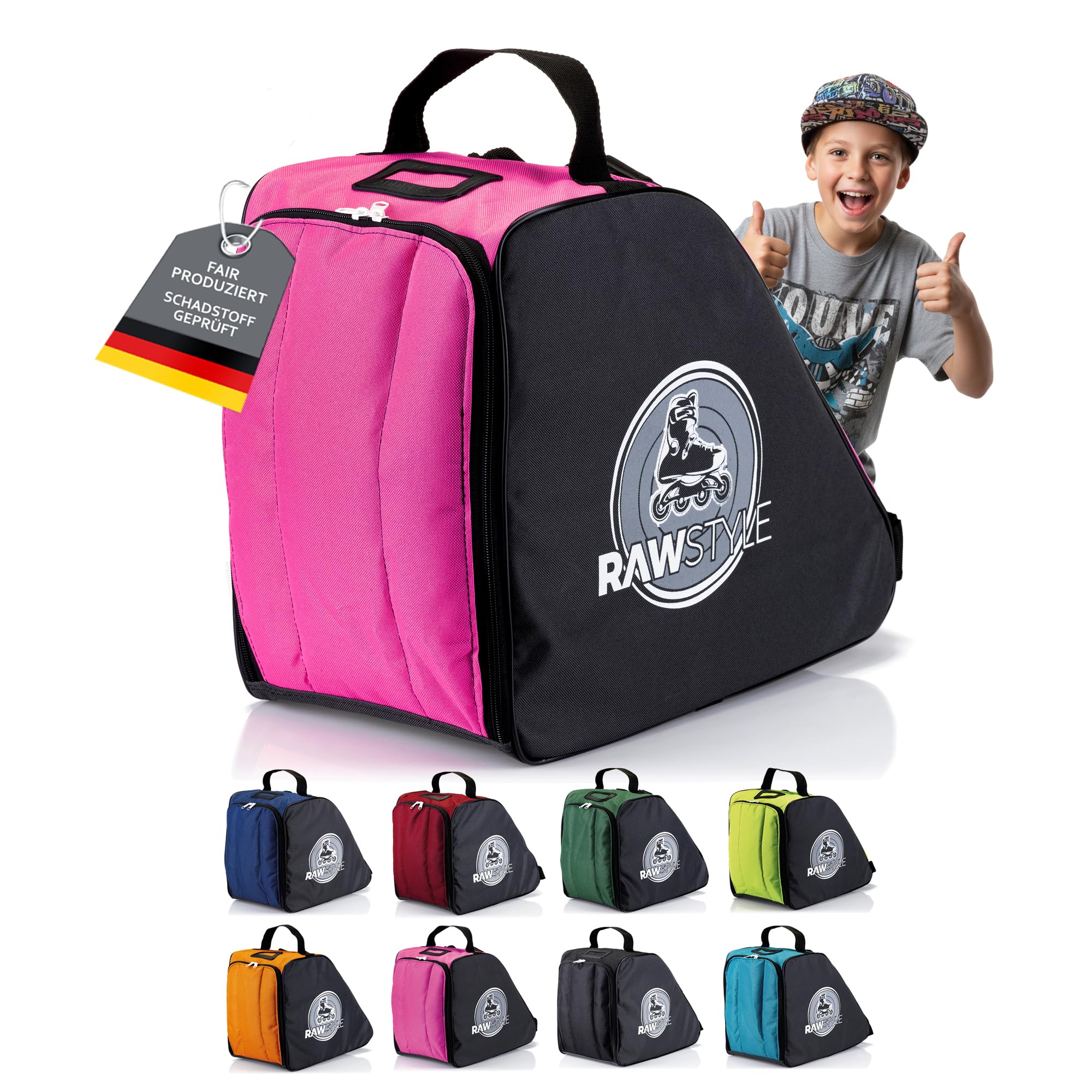 Zaino da skater per pattini in linea, pattini a rotelle e pattini, ergonomico, impermeabile e robusto, spazioso con scomparto aggiuntivo, campo del nome personalizzato, zaino stabile per il tempo