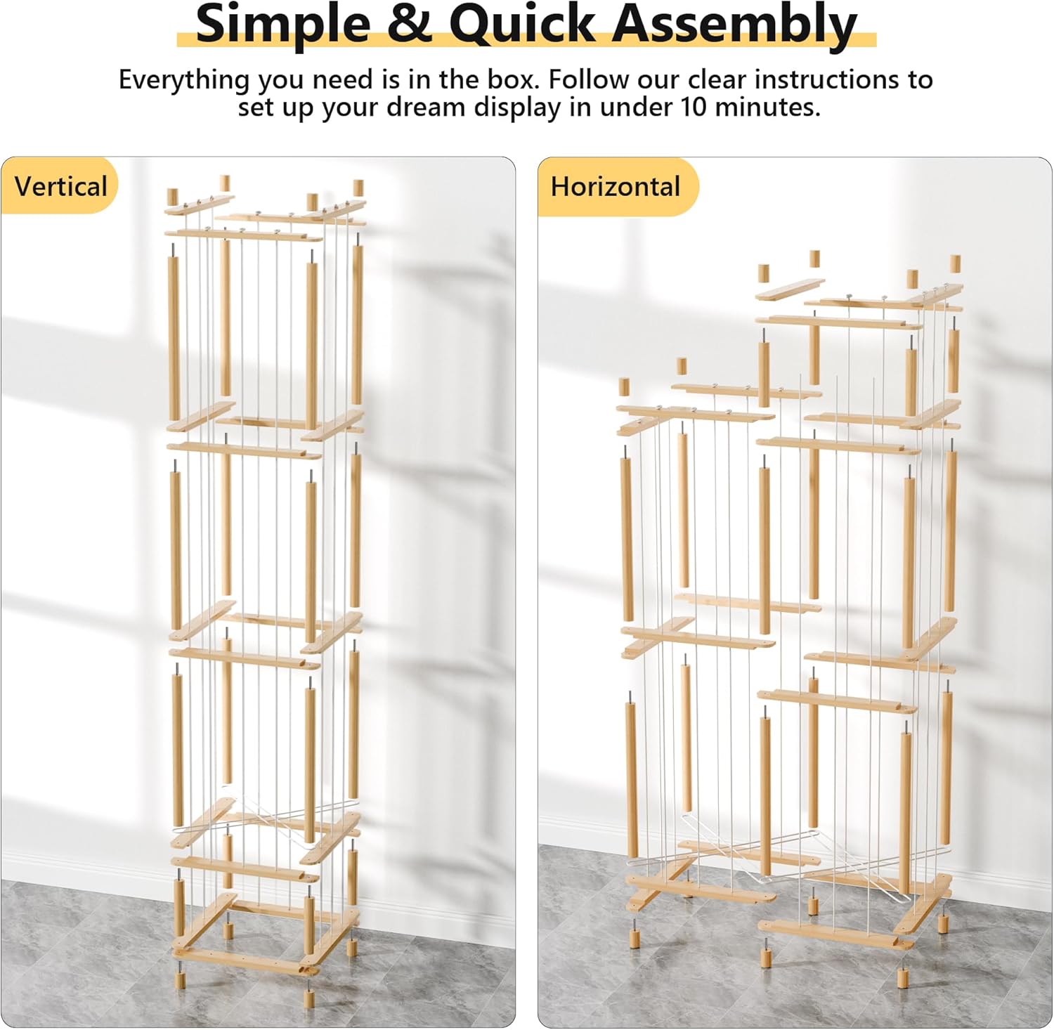 Primo Lines Stuffed Animal Storage Organizer, 2-in-1 Vertical & Horizontal Standing Wood Stuffed Animal Zoo Storage Holder with Polyester Drawer for Toddler Rooms, Playrooms & Bedrooms - Image 7