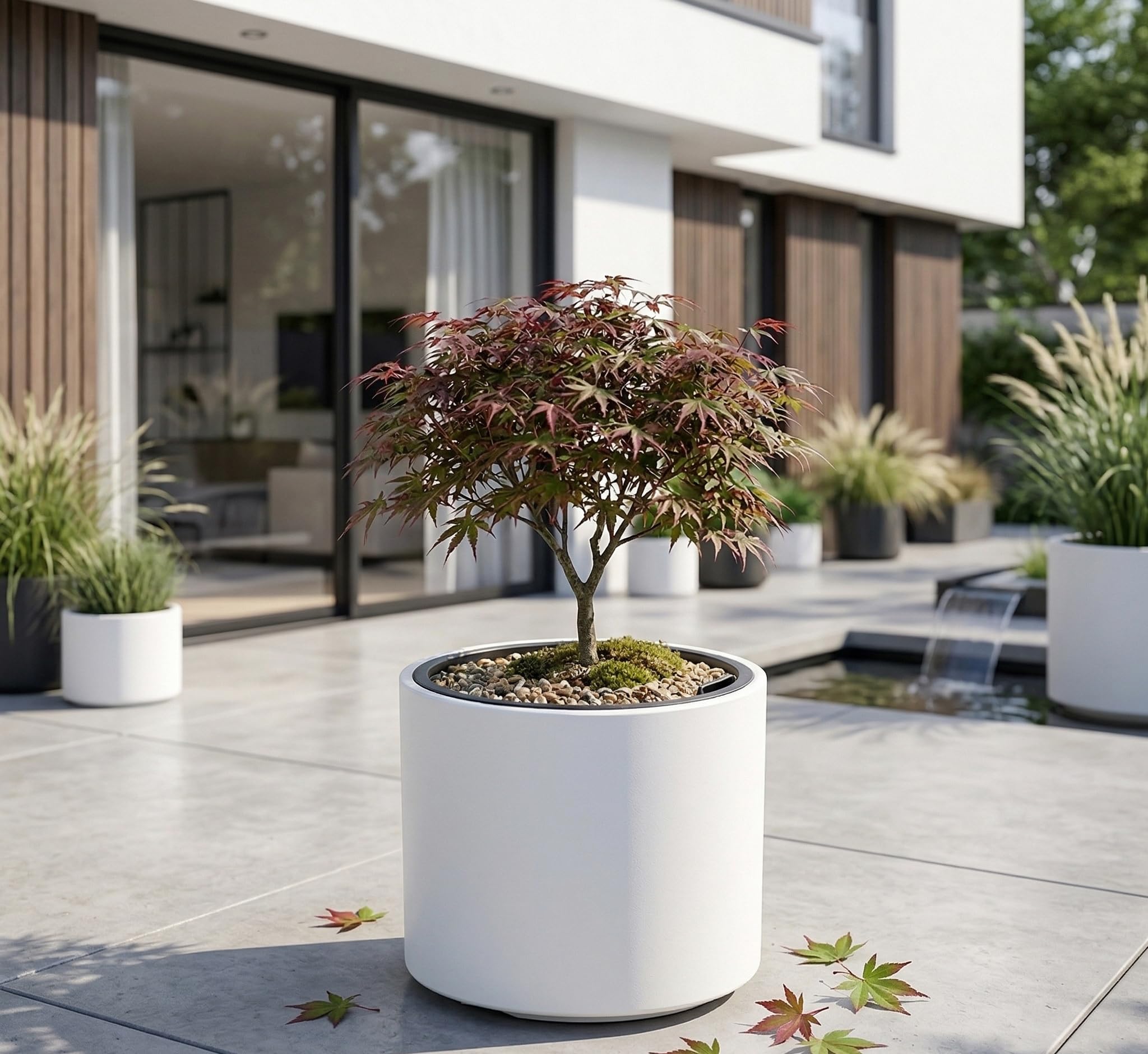 Tymar Maceta grande para exterior, maceta de flores al aire libre, maceta grande para exterior XL (Blanco DBHER, Ø 47 cm)