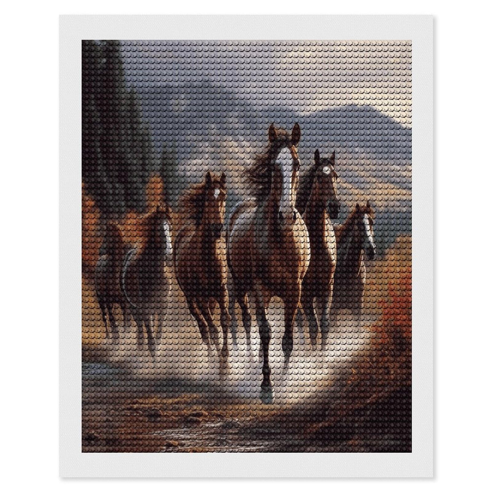 VstaDank Horses Diamond Painting Kits Exquisite DIY Full Round Drill Diamond Dots Painting for Adults Beginner Diamond Photo Paint with Diamond Picture Art Wall Decor 16"x20"