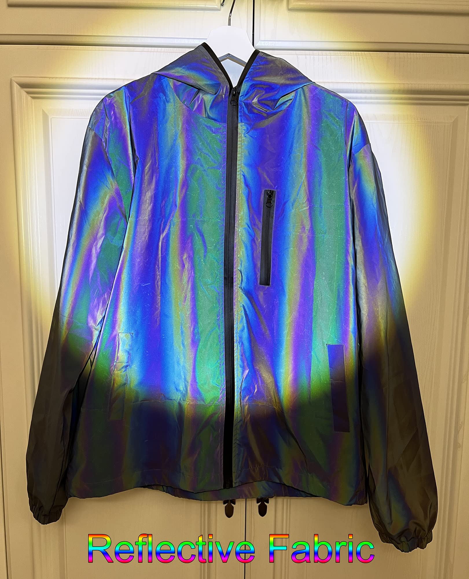 NewL Reflektierender Regenmantel für Herren, mit Kapuze, Windbreaker, modisch, Lauftasche, Jacke