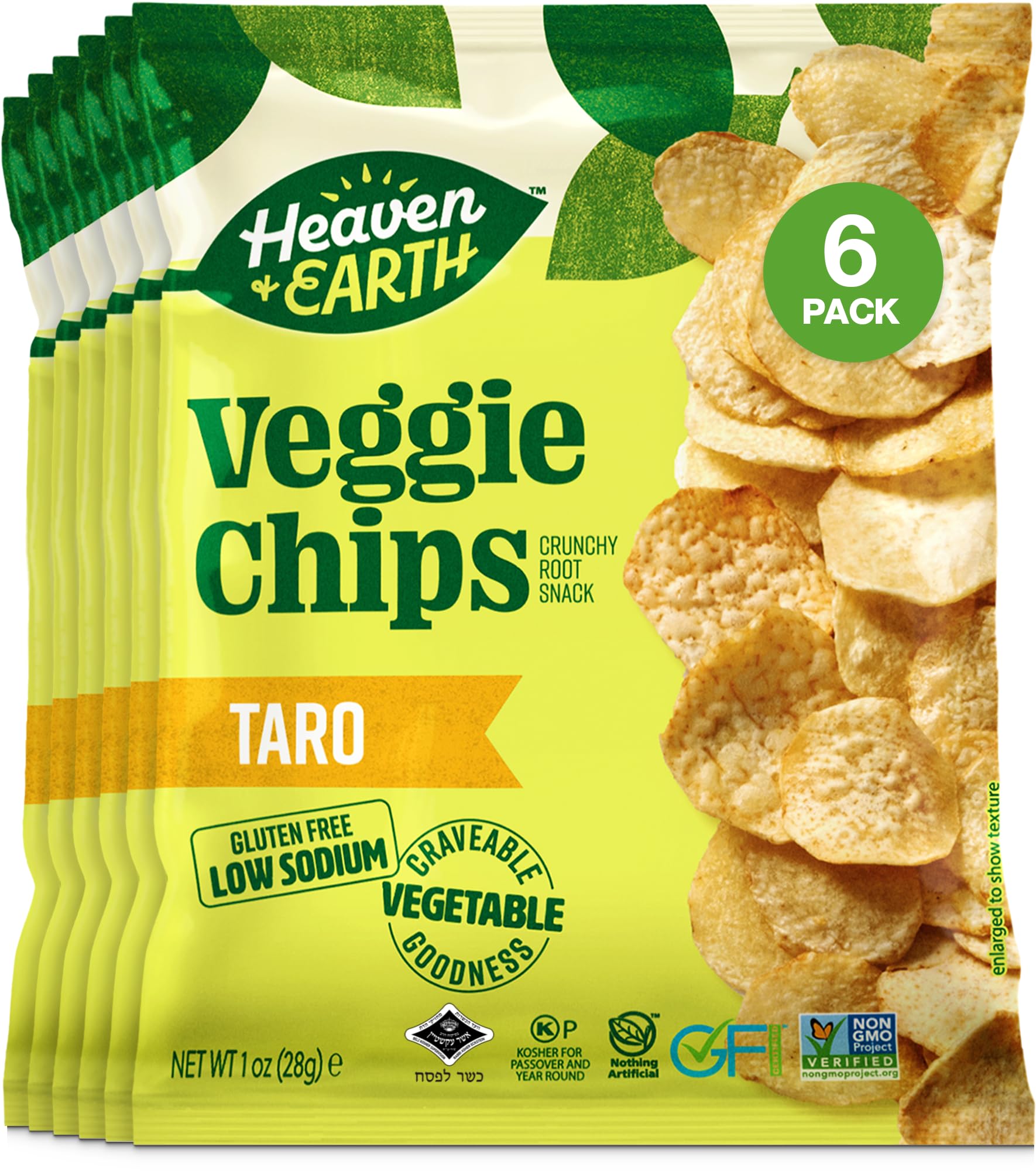 Heaven & Earth Taro Vegetable Chips 1oz (6 Pack)