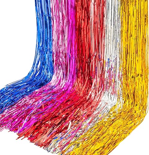 Miniatura 6 de Cortina de flecos de papel de aluminio para decoración de fiesta de Navidad, telón de fondo metálico plateado para cabina de fotos, cortinas de