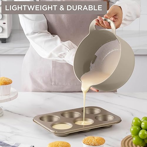 Vista 217 de COOK WITH COLOR Nesting - Juego de cuencos de plástico para mezclar con boquillas y asas, color rosa, 4 piezas antideslizantes