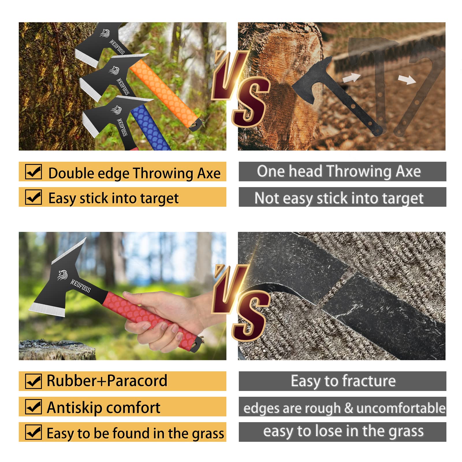 Buy NedFoss Throwing Axe,3 Pack Full Tang Steel Axe Throwing with Nylon