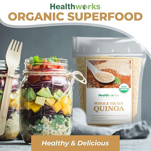 Miniatura 7 de Healthworks Quinoa White Whole Grain Raw Organic 80 onzas  5 libras  Proteína fibra y hierro  Origen peruano  Sustituto del arroz y la pasta