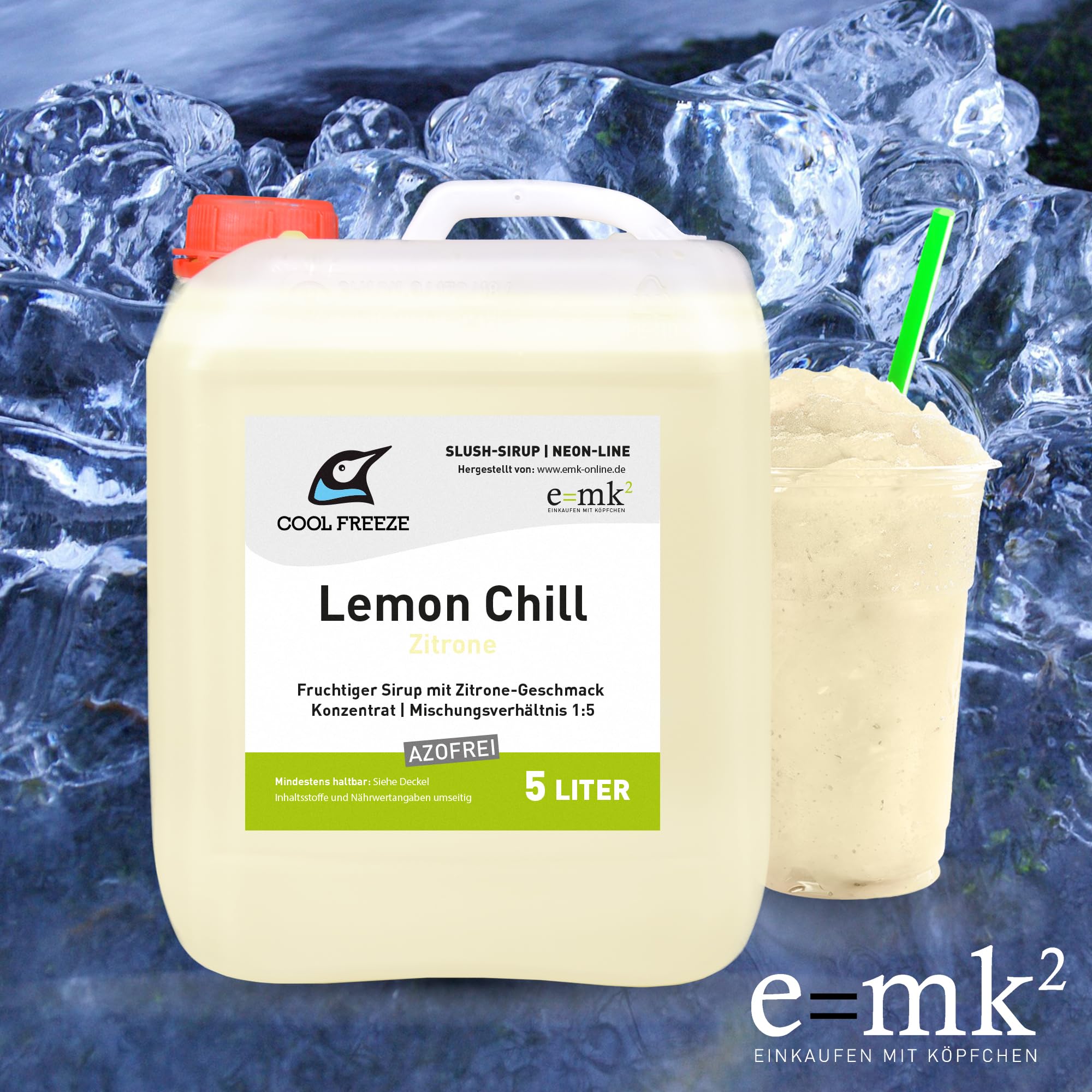 Slush-Sirup Eis 4×5 Liter Summer Edition Mix-Set – Strawberry Kiss | Sunset Dream | Lemon Chill | Surfers Wave | Konzentrat | azofrei | Angebot-Set im Profi-Kanister