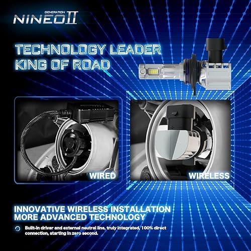 Miniatura 3 de NINEO Bombillas LED 9012, 22000 lúmenes, 100 W, 600% más brillantes, luces antiniebla Hir2, inalámbricas, superbrillantes, 6500 K, luz delantera,