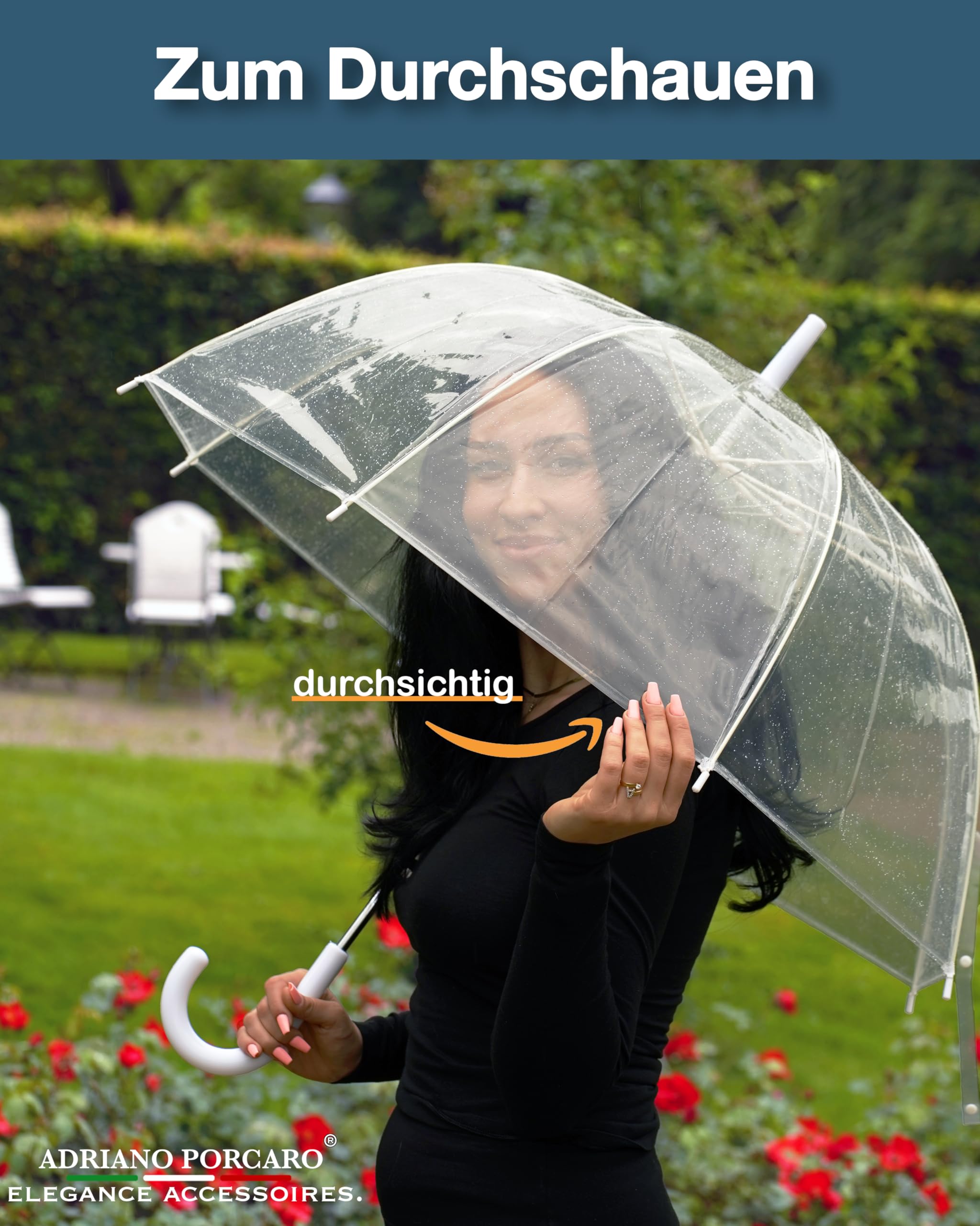 Parasol przezroczysty dla dwojga, duży, przezroczysty parasol idealny na wesele i sesję zdjęciową, dla pary młodej, dla kobiet i mężczyzn, dziewcząt, 12 x przezroczysty – 90 cm