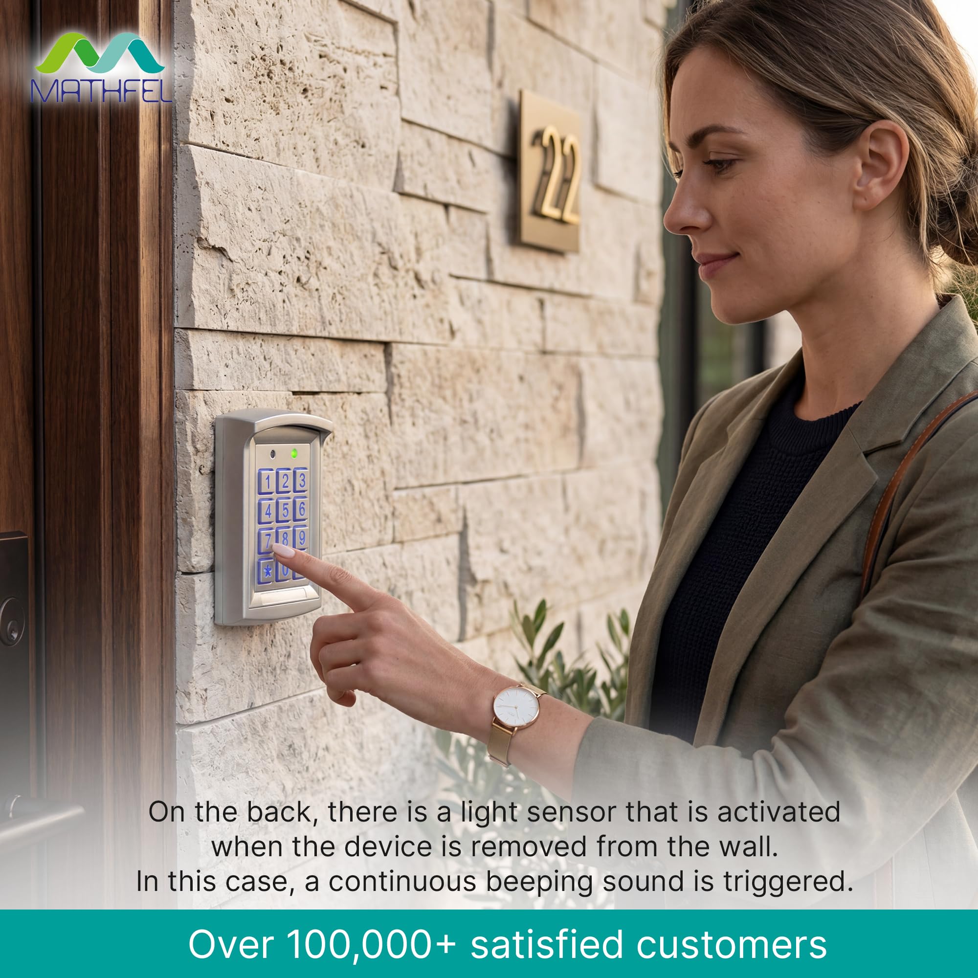 MATHFEL Smart Lock Cerradura electrónica para Puerta de Entrada, Cerradura con código Resistente a la Intemperie con RFID, IP66, 2 relés, abrepuertas con código, Cerradura Inteligente automática