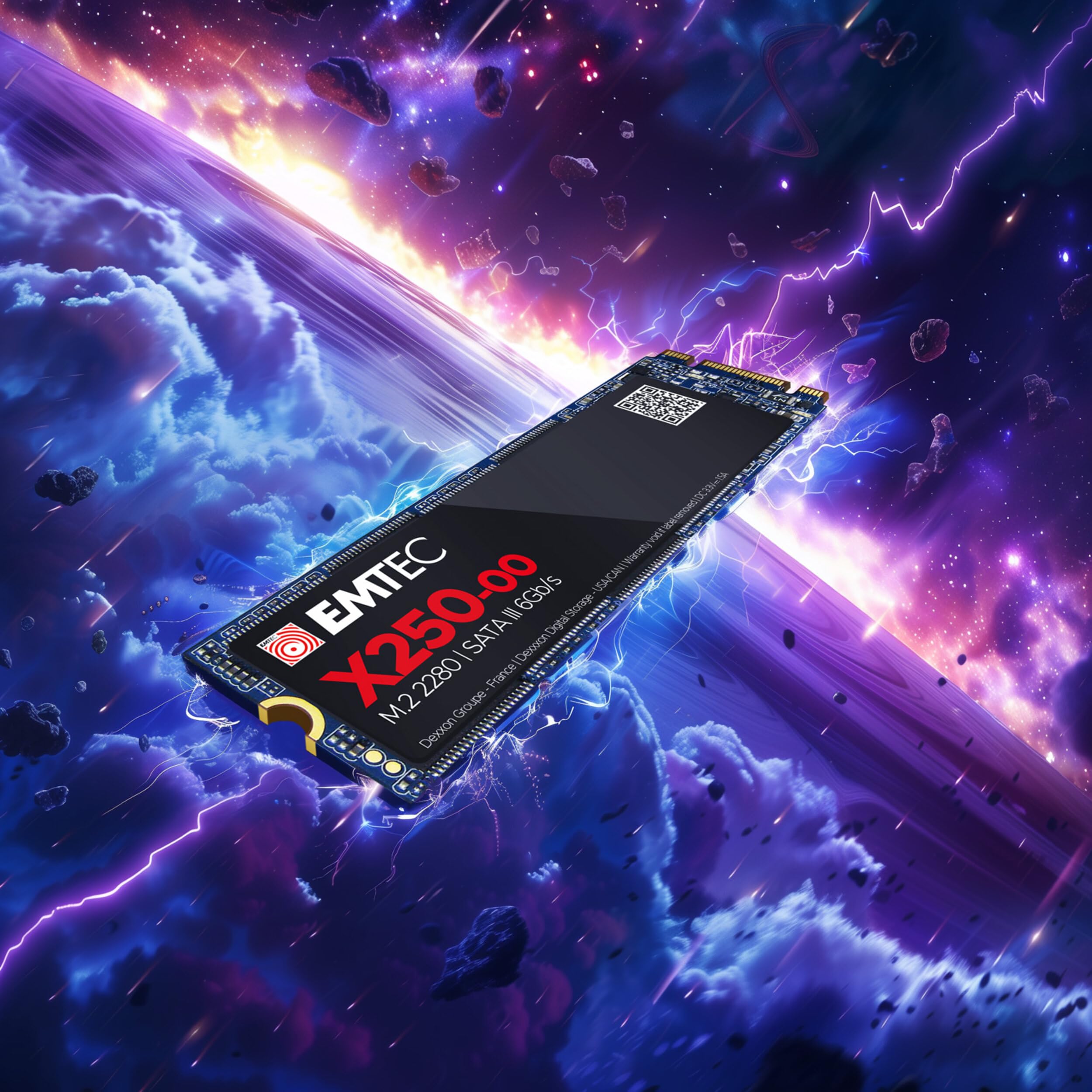 EMTEC - Disque Dur SSD Interne M.2 2280 SATA - Collection X250 Power Plus - 3D NAND - 512Go - 10x Plus Rapide qu’un Disque Dur Classique - Ultra-Performant