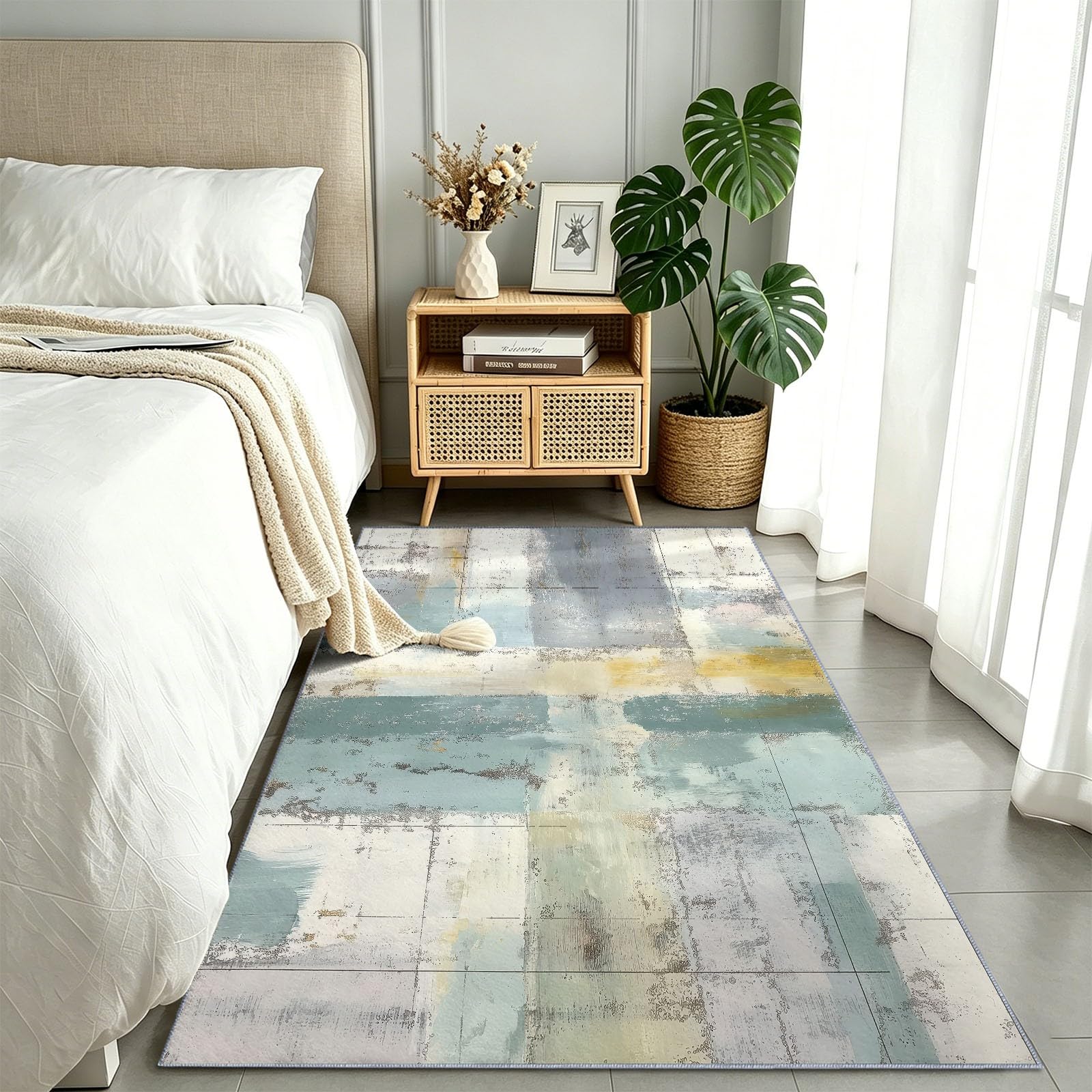 Tapis de couloir aspect vieilli lavable pour éviter les taches