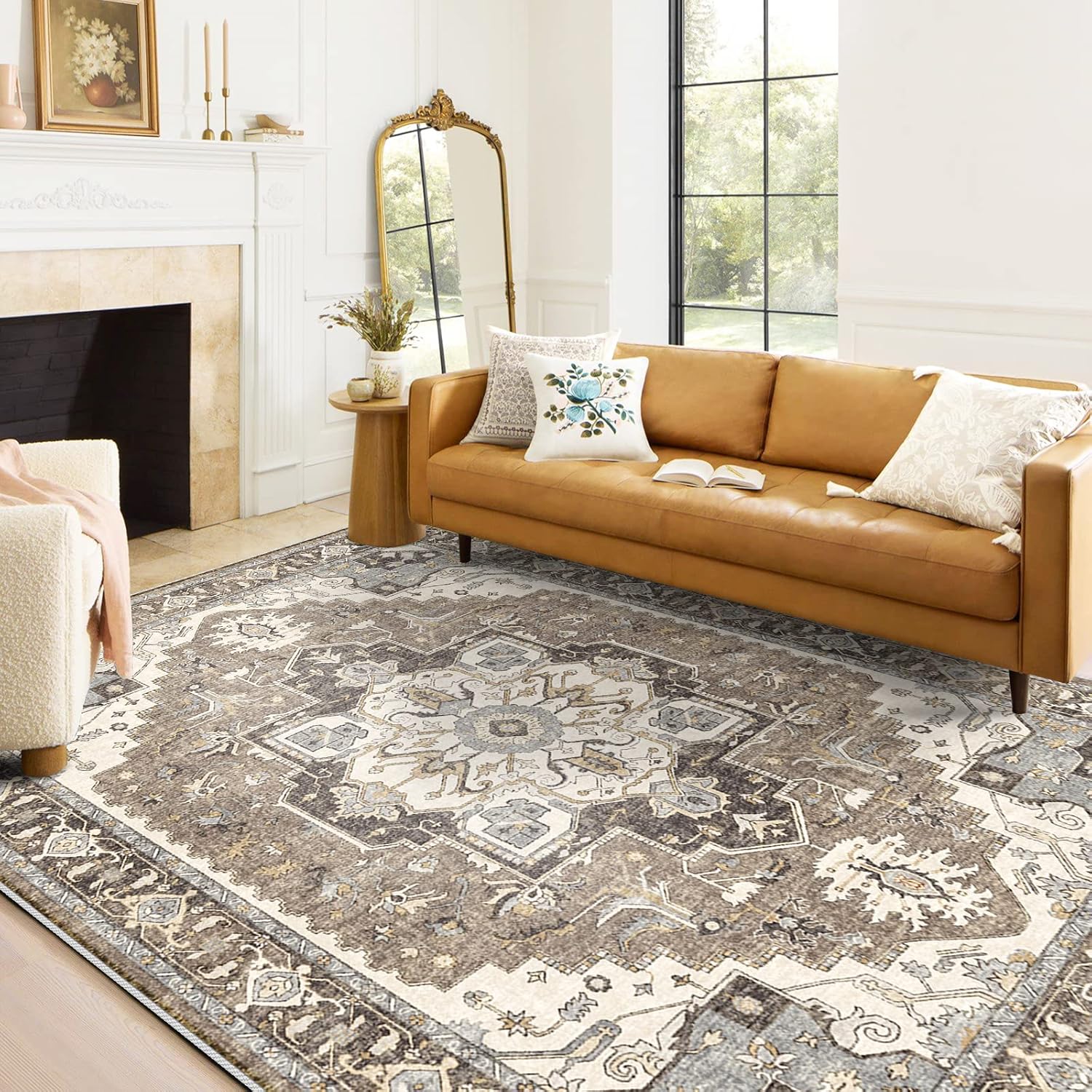 Washable Living Room Area Rug 9x12 Large Bedroom Rug