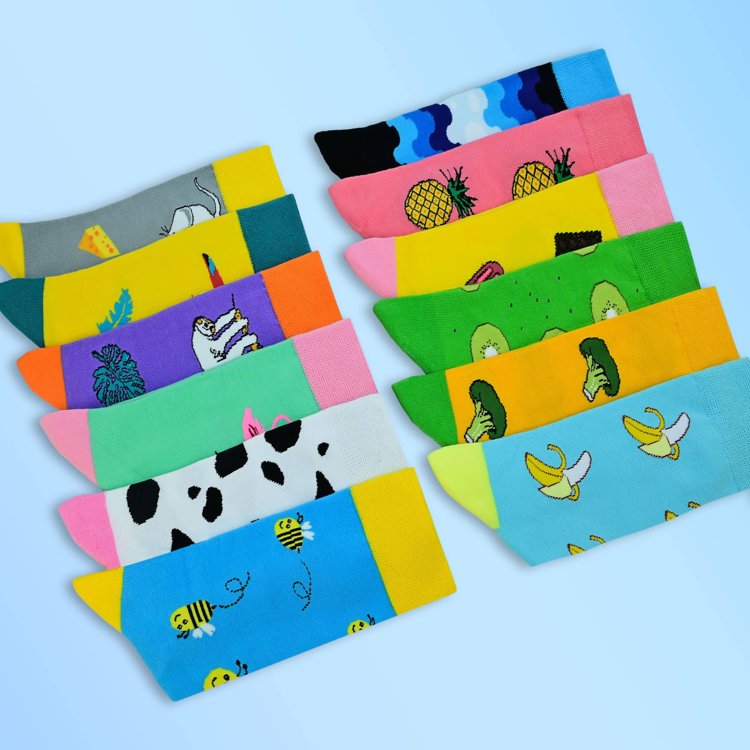 Kolorowe skarpety bawełniane śmieszny fantastyczny wzór Happy Sock Crew