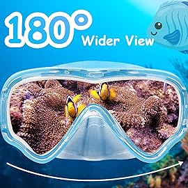Vvinca Swim-Goggles with Nose Cover, 2 Packs Elastic Fabric Strap Snorkel Swim Mask Anti Fog UV No Pull Hair for Kids 3-14