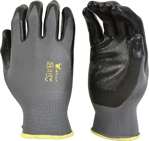 Miniatura 1 de G & F 15226M Guantes de jardinería, trabajo con revestimiento de nitrilo guantes de la mujer, paquete de 6 pares