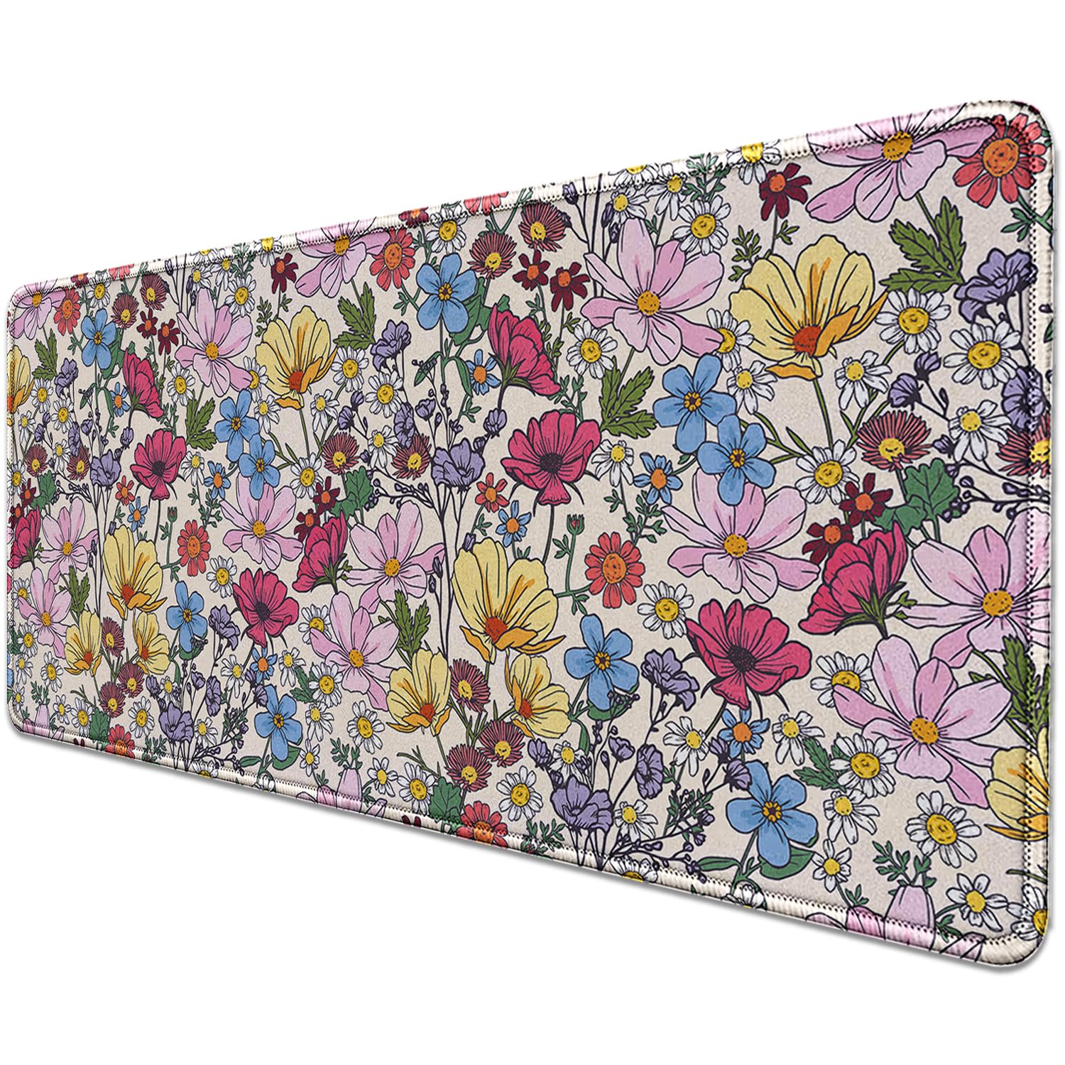Tapis De Bureau à Motif Floral - Grand Tapis De Souris De Jeu XXL Pour Ordinateur Portable, Clavier Et Souris Pour Femme - Décoration De Bureau (A, XL 300 X 800 Mm