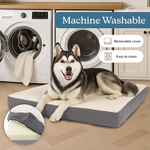 Vista 55 de PETMAKER Cama ortopédica para perros, colchón de espuma viscoelástica de 2 capas de 30 x 20.5 pulgadas con funda de sherpa lavable a máquina