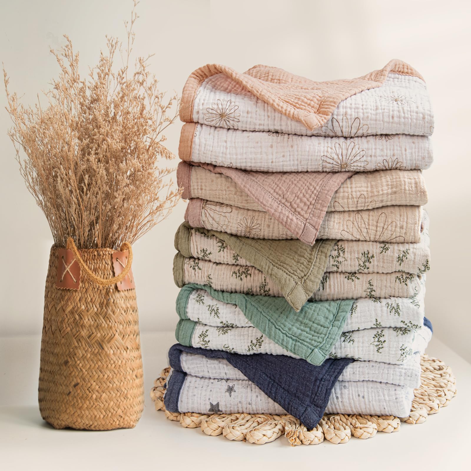 Mousseline dekens, baby peuter quilt, 4 lagen, 100