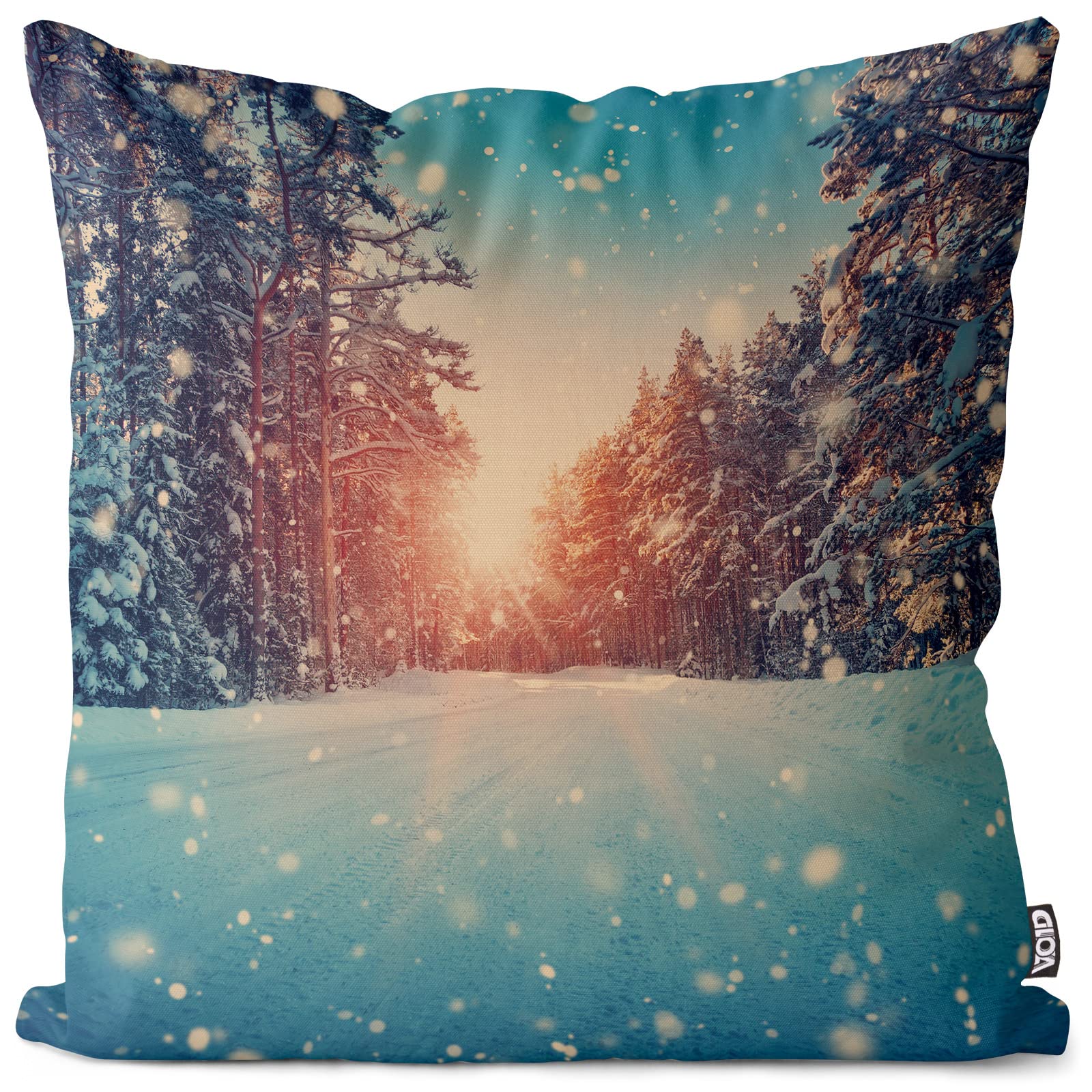 Federe Cuscino VOID 'Buon Natale Foresta' - 50x50 Cm, Poliestere Impermeabile, Lavabile, Per Esterno E Interno - Stampato Su Entrambi I Lati