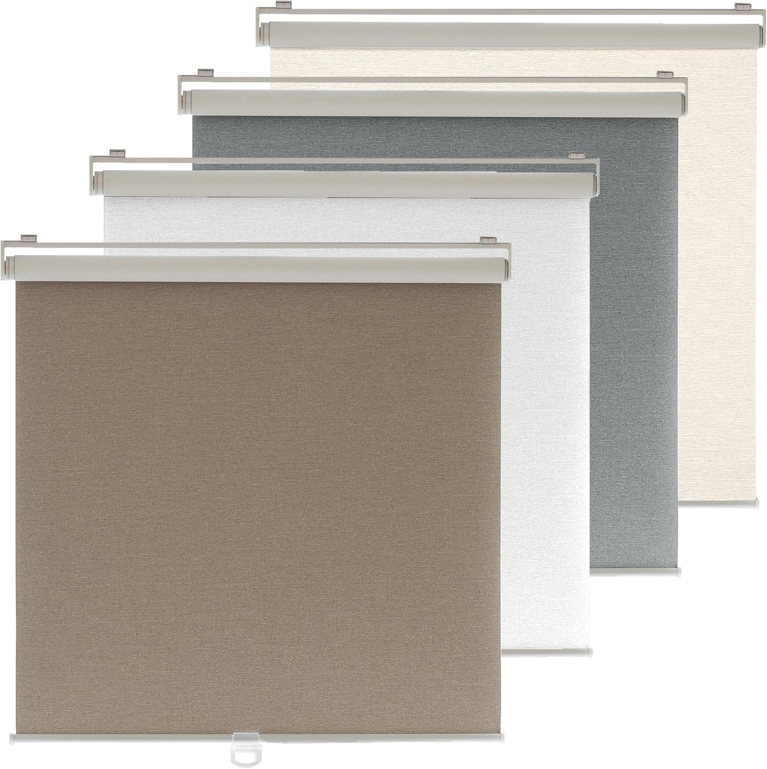 Cordless Blackout Roller Shades for Indoor Windows – Jacquard Linen Look, Thermal UV Blocking Pull Down Blinds for Bedroom, Office, Home(Linen Khaki,27"x72") 27"W x 72"H Linen Khaki