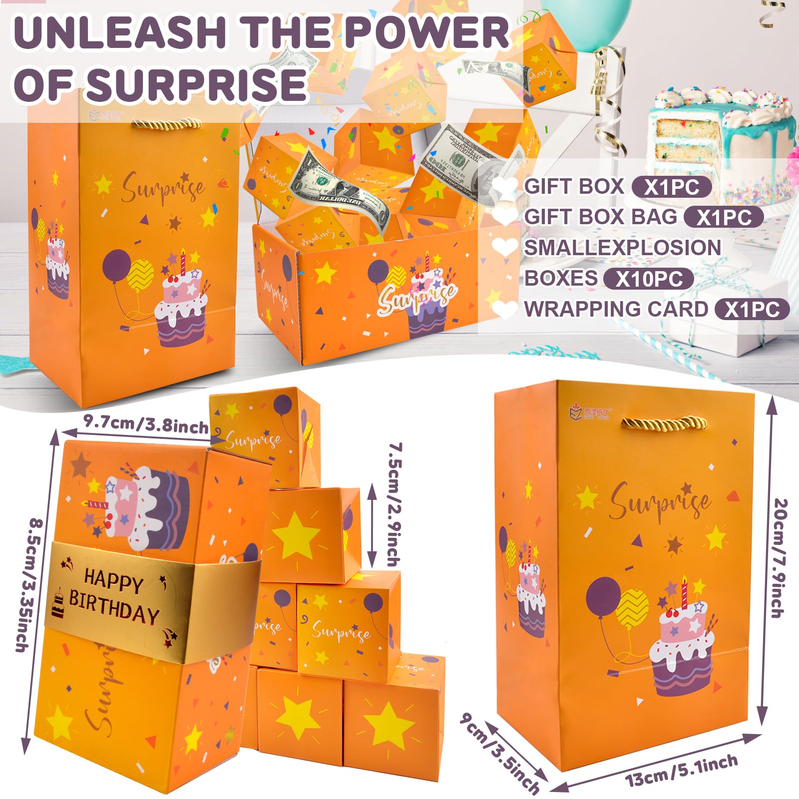 Explosie doos als cadeau met geld en chocola