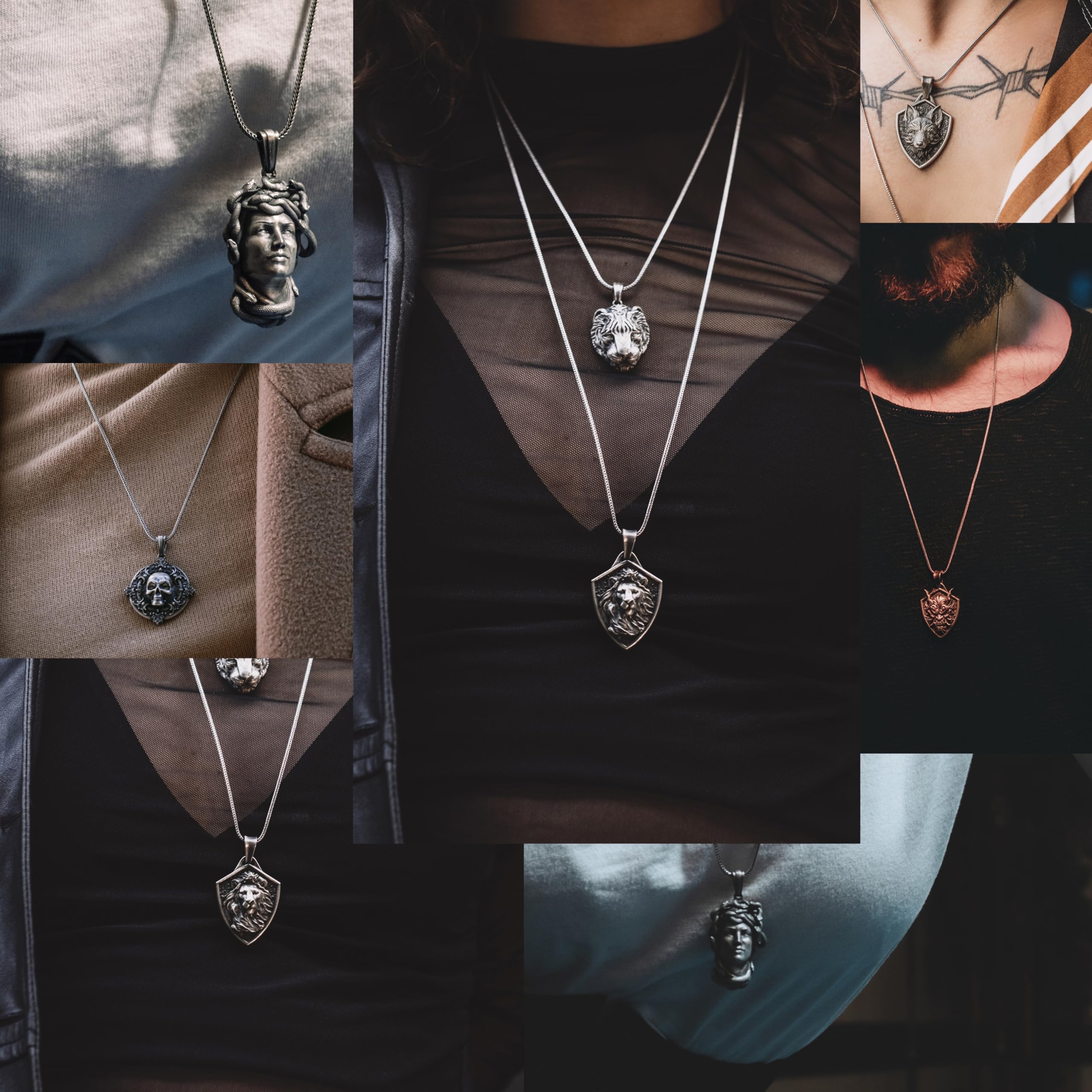 BySilverStone - Nordische Mythologie Wolf, Handgefertigte Sterling-Silber-Herren-Charm-Halskette, Wikinger-Wolf-Schmuck, Fenrir-Wolfskopf-Anhänger Mit Kette, Tier-Halskette