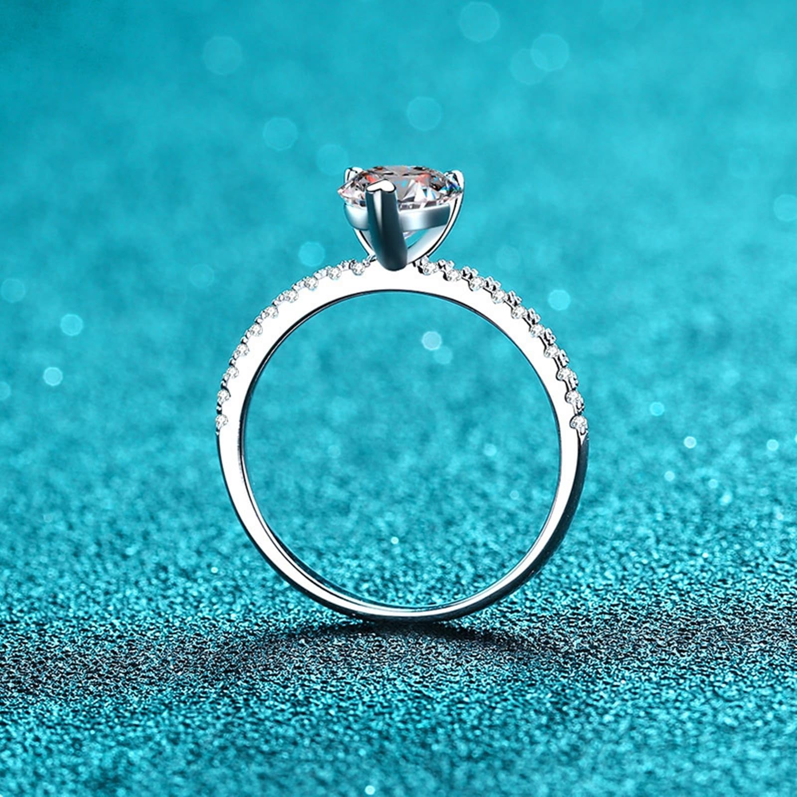 Anelli in argento 925, a forma di cuore, anello di fidanzamento moissanite, 1 carati, per matrimonio