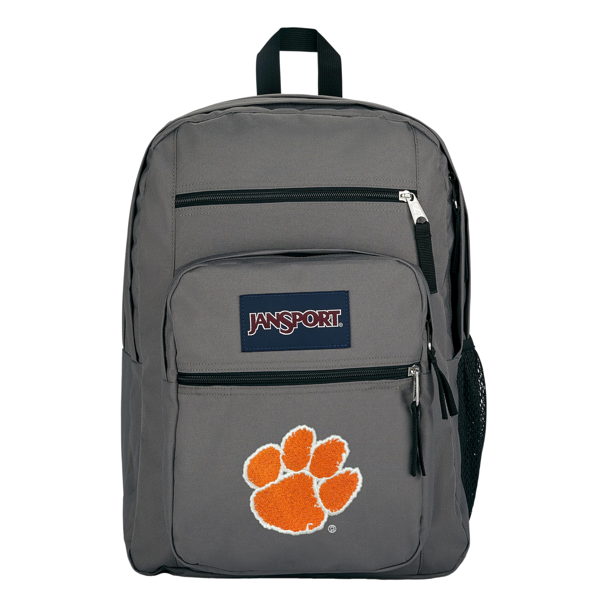JanSport NCAA Officially Licensed Backpack, Clemson Tigers, Big Student with Padded 15-Inch Laptop Sleeve, 2 Compartment Computer Bag with Bottle Pocket &amp; Haul Handle, Book Rucksack, Graphite Grey