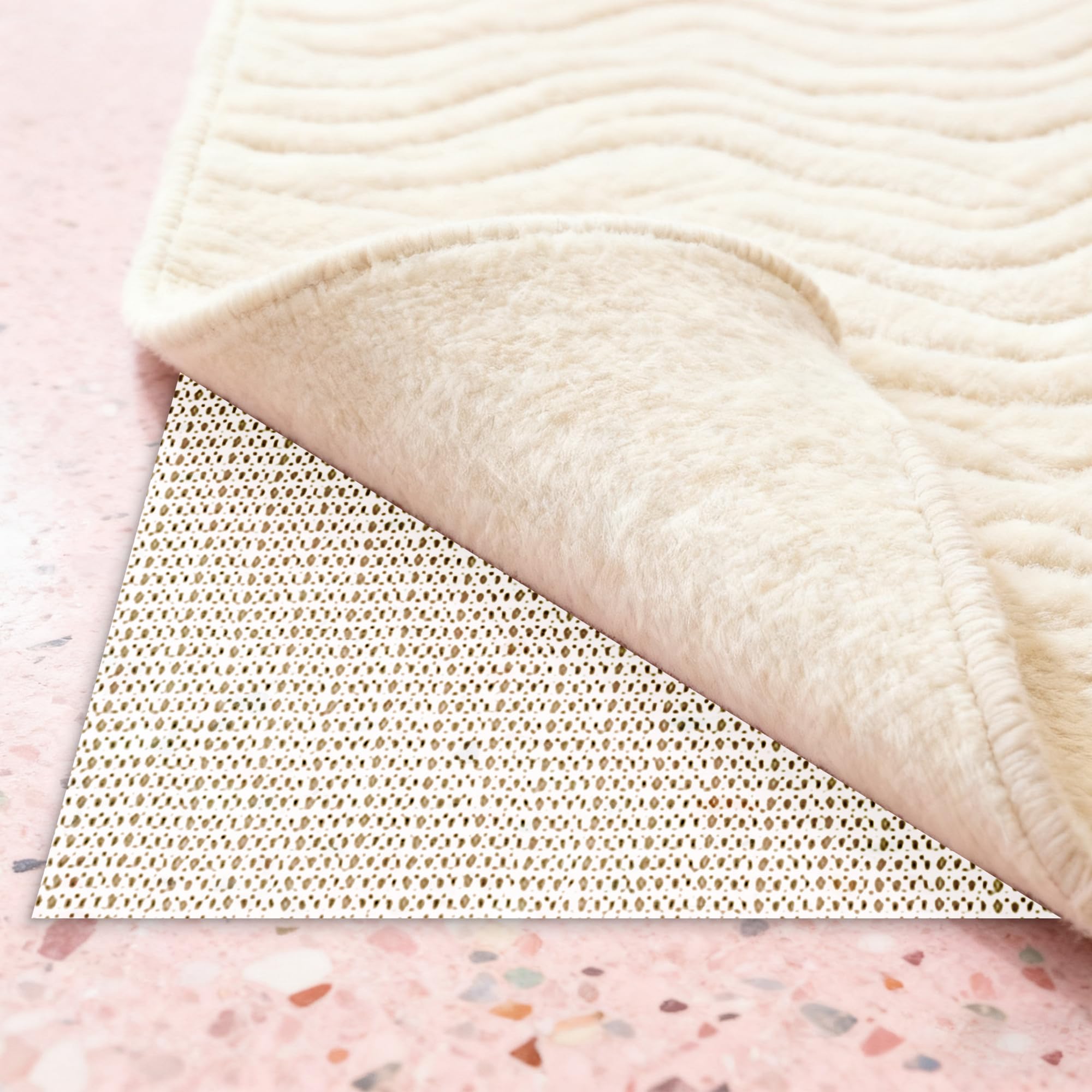 Base Antideslizante para Alfombra 90 x 230 cm Protección de Suelos Alfombrilla Antideslizante de Malla Impermeable para Hogar Oficina Carros Cocina Baño, Blanquecino