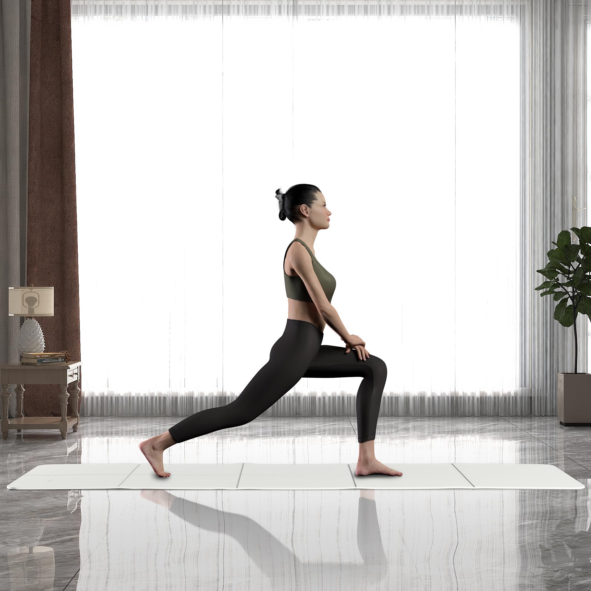 Tappetino Yoga Readaeer Pieghevole 6mm - Antiscivolo TPE Con Borsa Trasporto, 183x61 Cm - Foto 4