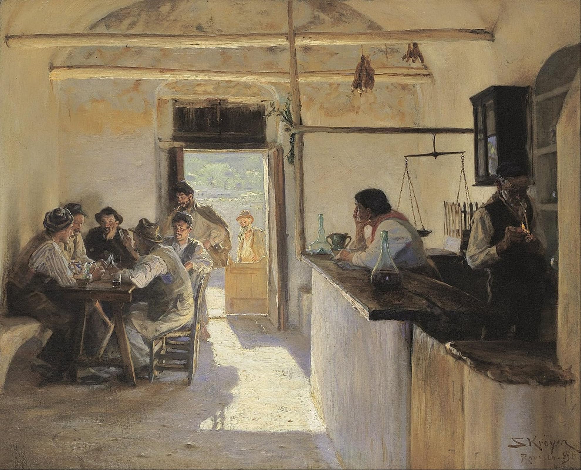 Serendipitp No Frame Retro Picture Poster Wall Art Pictures Painting Osteria In Ravello By Peder Severin Krøyer Wall Art Canvas Print For Wall Decor 60X90cm