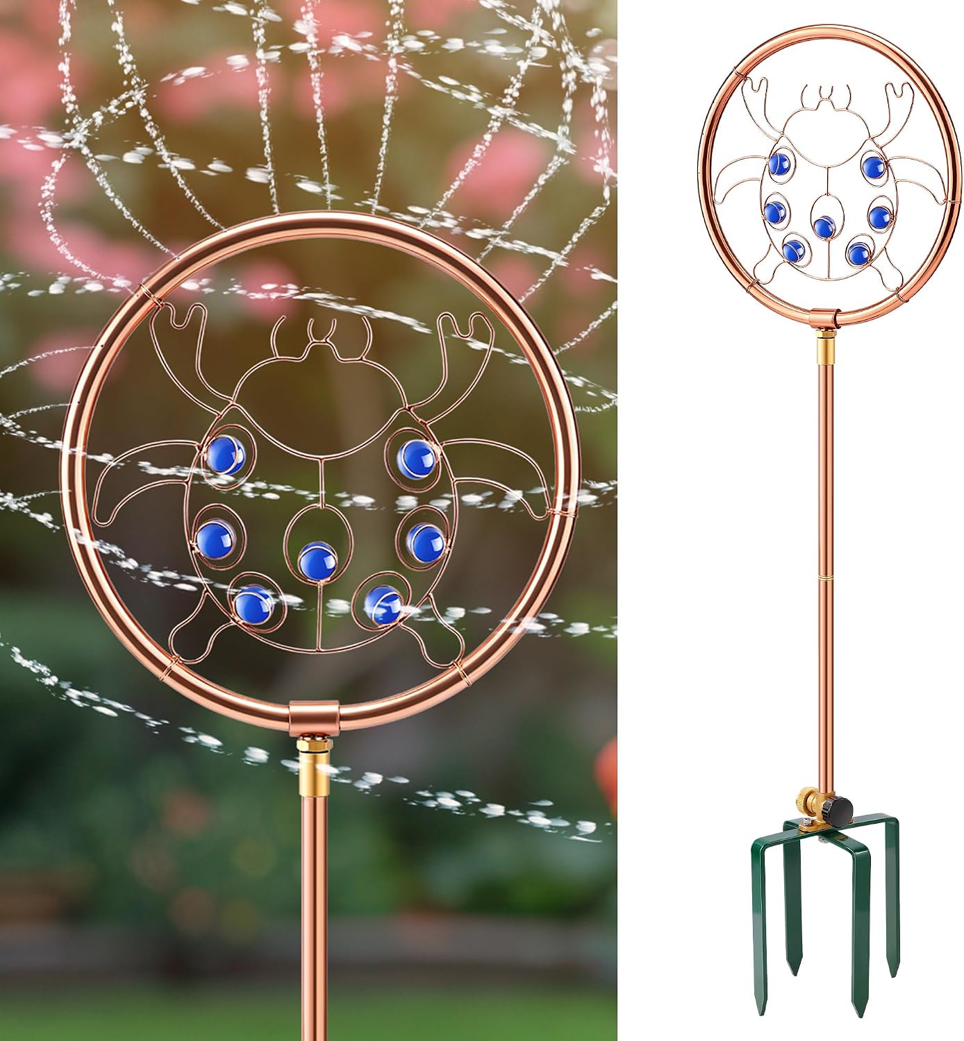 34" Ornamental Sprinkler, 360° Rotating, Ladybug