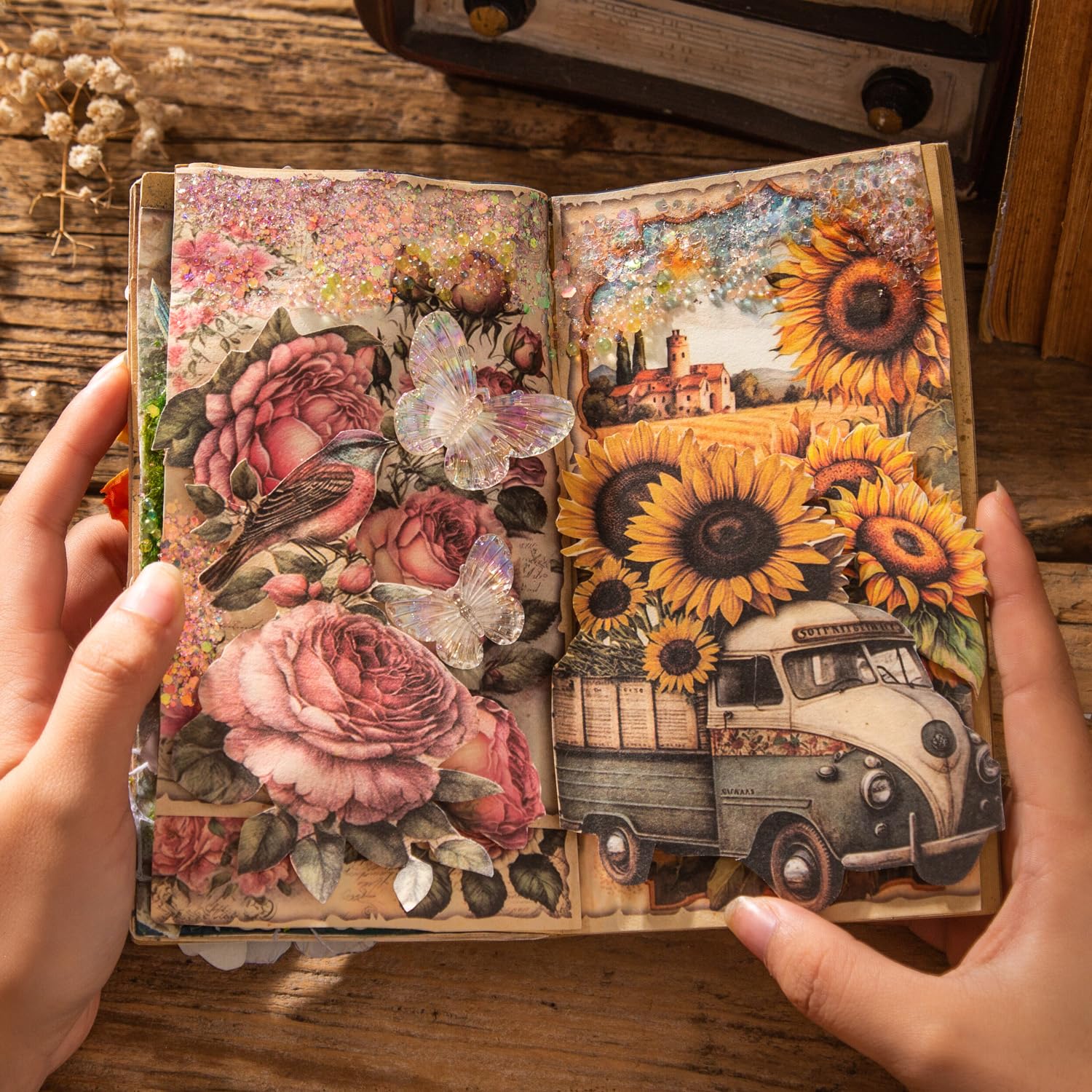 MiyouLuna Lot 80 Feuilles Papier Vélin Floral - Scrapbooking, Journal Et Travaux Manuels Vintage