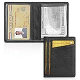 Slim Minimalist Wallet - Premium Leather RFID Blocking Front Pocket Wallets with 8 Card Slots and 2 ID Window, Black