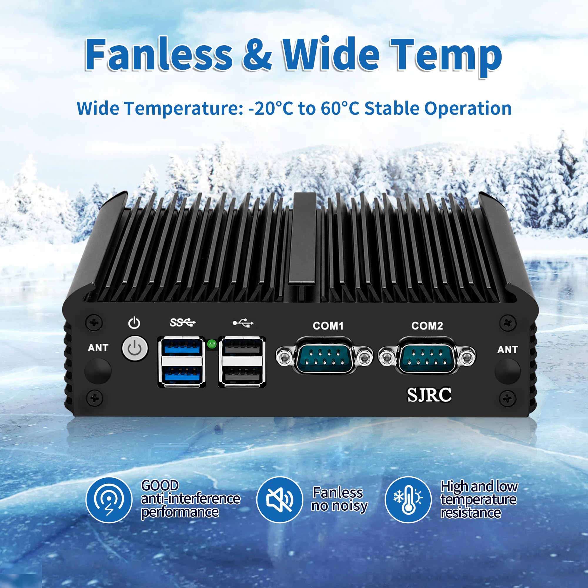 SJRC Fanless Firewall Mini PC J4125, 4X 2.5GbE i226-V Routeur Homelab, OPNsense Appareil Réseau, DDR4 8Go RAM 128Go mSATA SSD, AES-NI, 2X RS232/RS485 COM, mPCIe, SIM