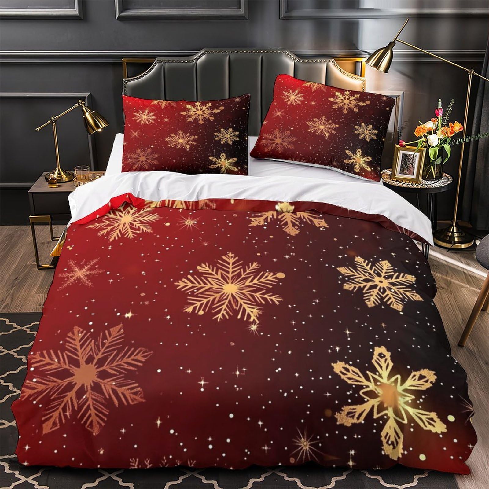 Housse de couette Renne de Noël à fermeture éclair pour lit double 200x200cm ultra douce