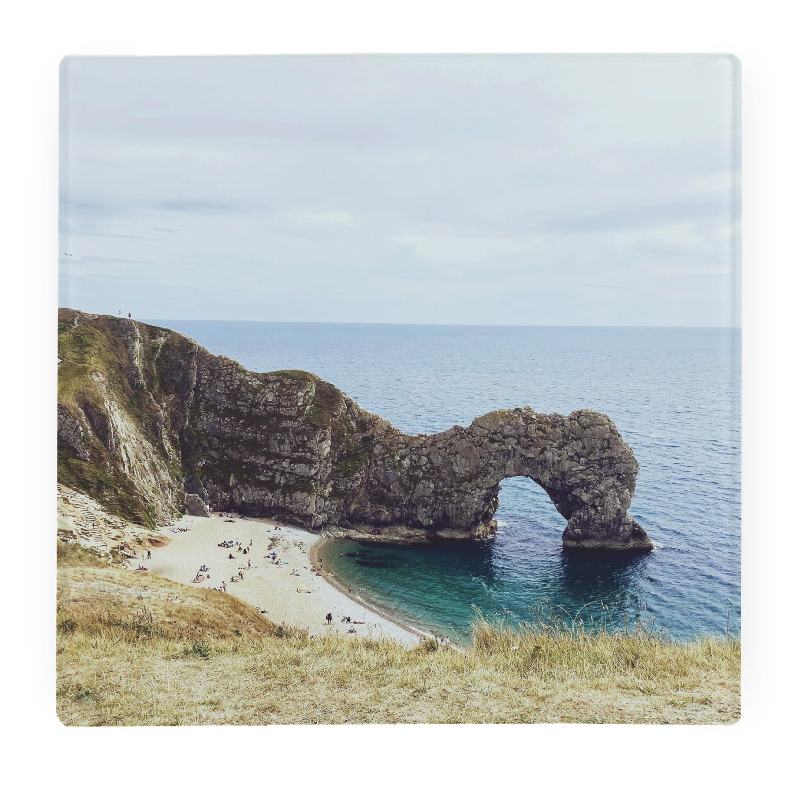 Durdle Door Large Square Glass Worktop Protector - Coastal Beach Gift - Smooth Board Kitchen Chopping/Cutting Board Worktop Saver with Non-Slip Feet 30cm x 30cm (12" x 12")