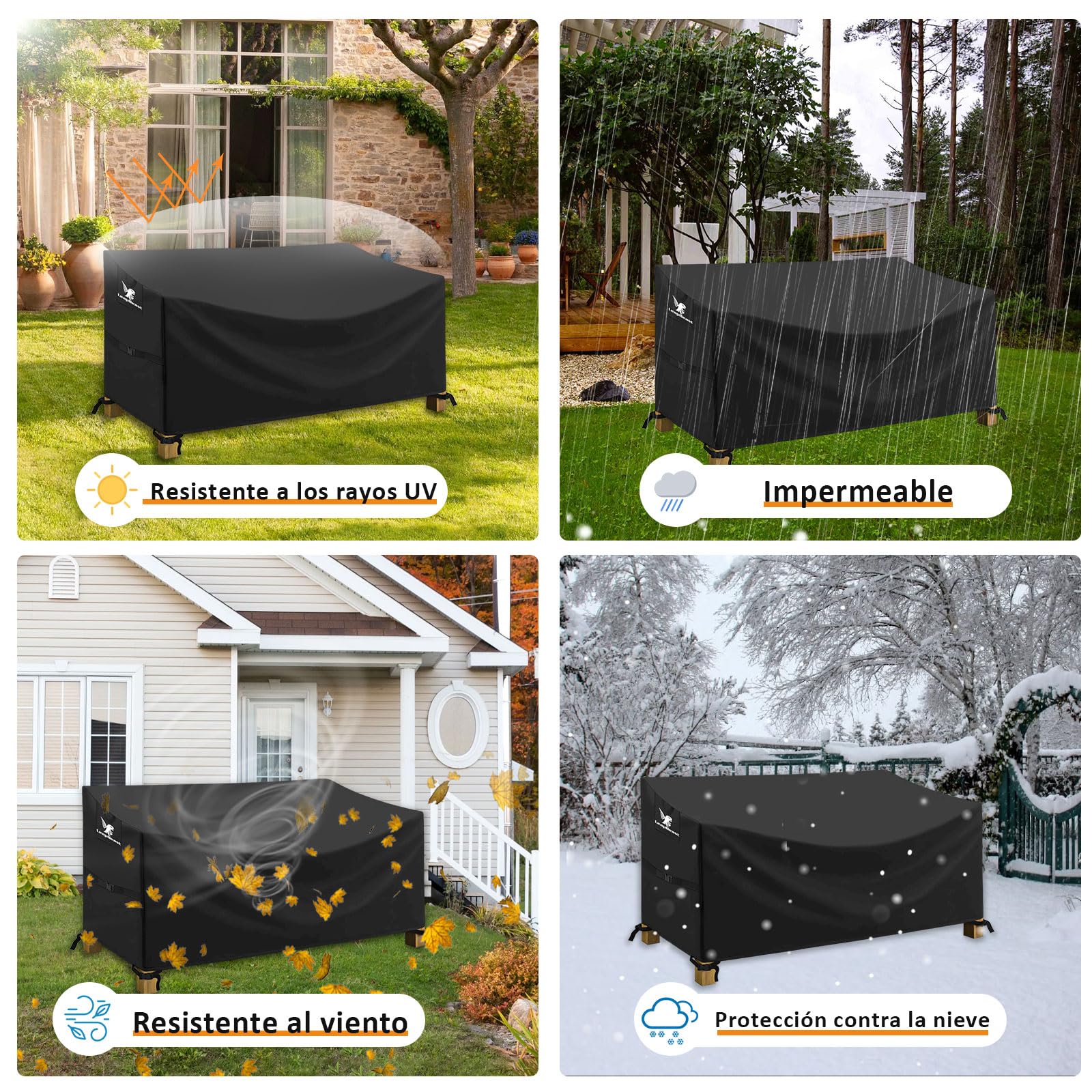 3 Plazas Funda para Banco de Jardín,Fundas Impermeables para Sofás de Jardín,Cubierta Protectora de Muebles,Impermeable a prueba de viento resistente a los rayos UV 600D Oxford (163*66*63/89)