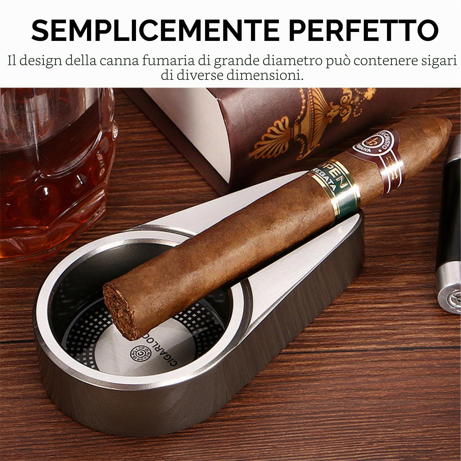 CIGARLOONG Set tagliasigari e accendino a doppia lama singola a ghigliottina e 4 fiamme a getto ricaricabile con posacenere in lega di zinco