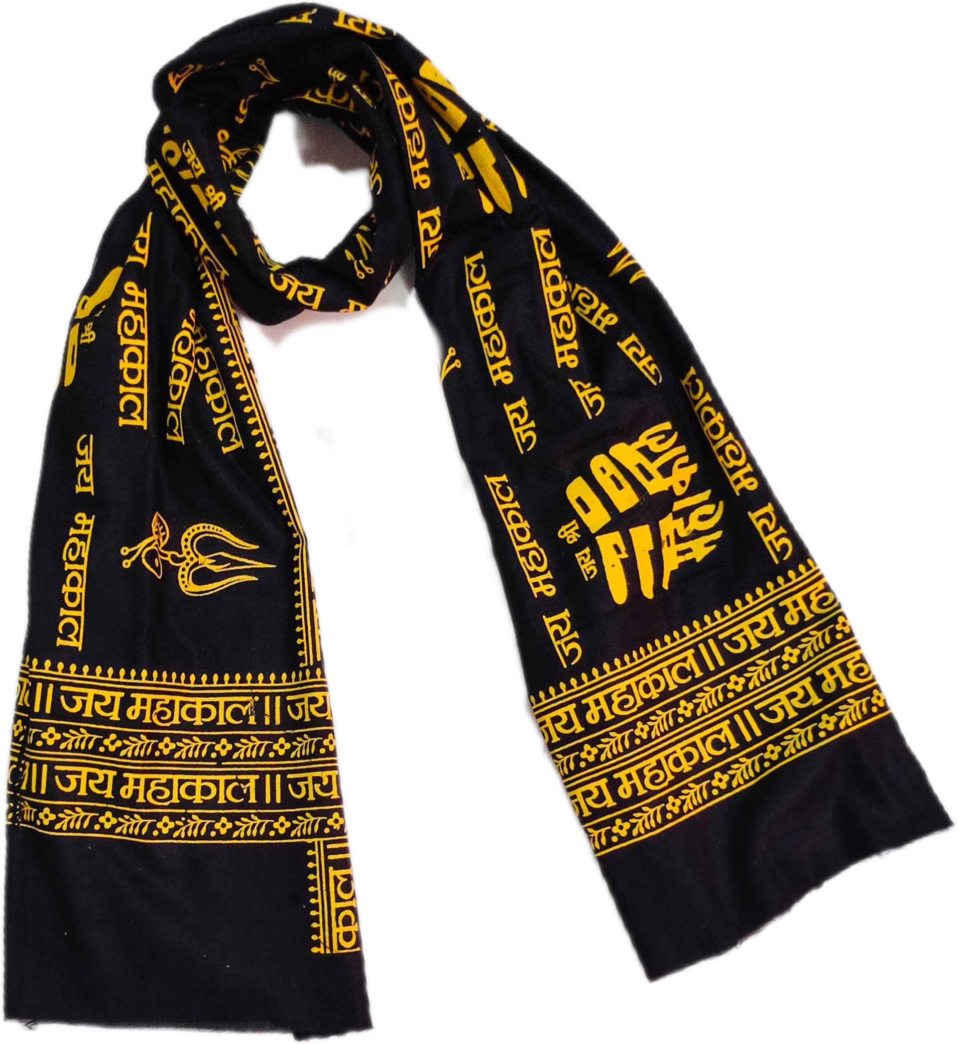 Printed Pure Cotton Men & Women Scarf ()_BZ_mahakal black-yellow01-image-16