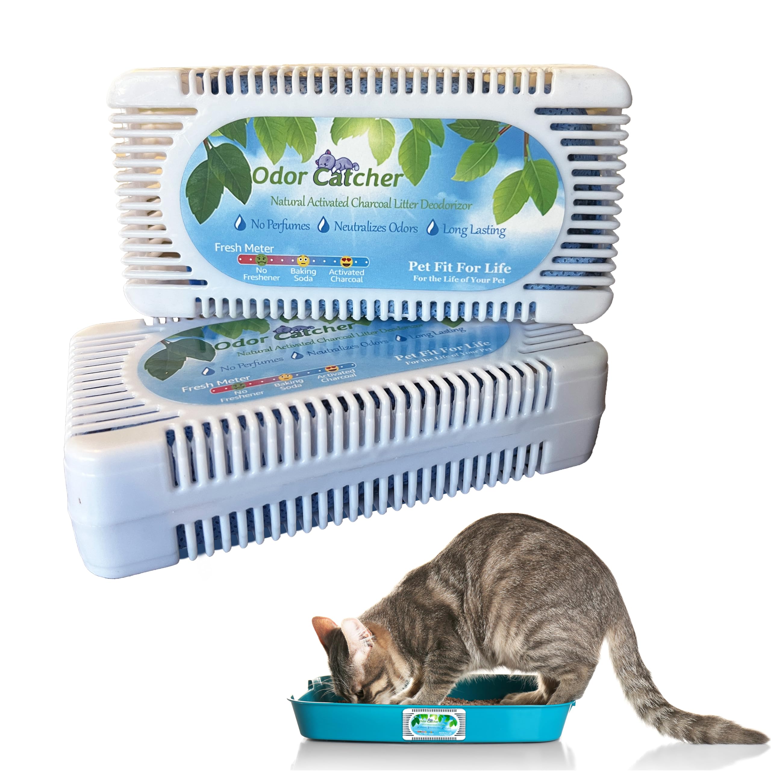 Pet Fit For Life Litter Box Odor Absorber - Activated Charcoal Pods for Litter Box Odor Eliminator, Unscented Freshener & Deodorizer for Long-Lasting Freshness & Effortless Approach - 2 Pack