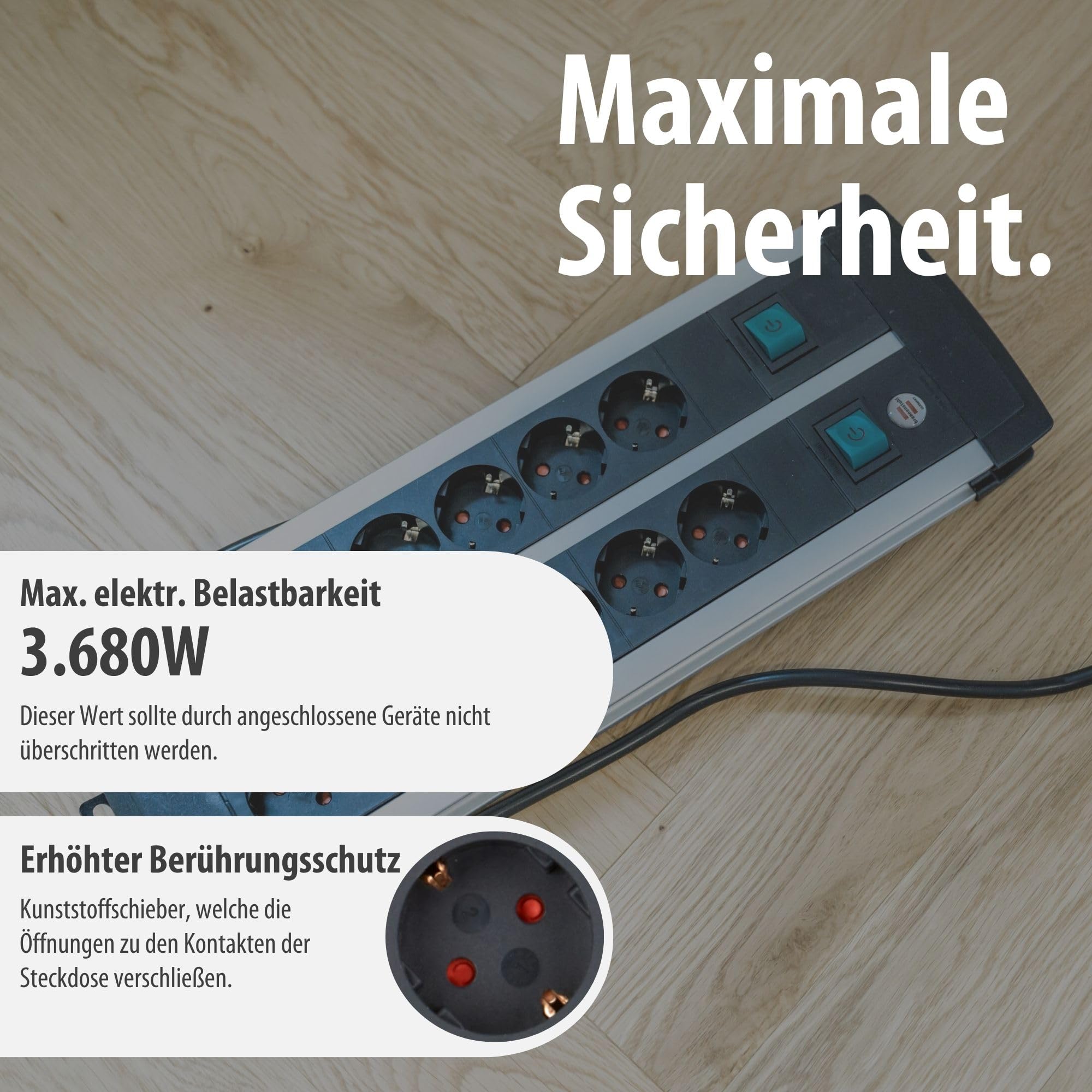 Brennenstuhl Premium-Alu-Line Steckdosenleiste 12-Fach, 3m