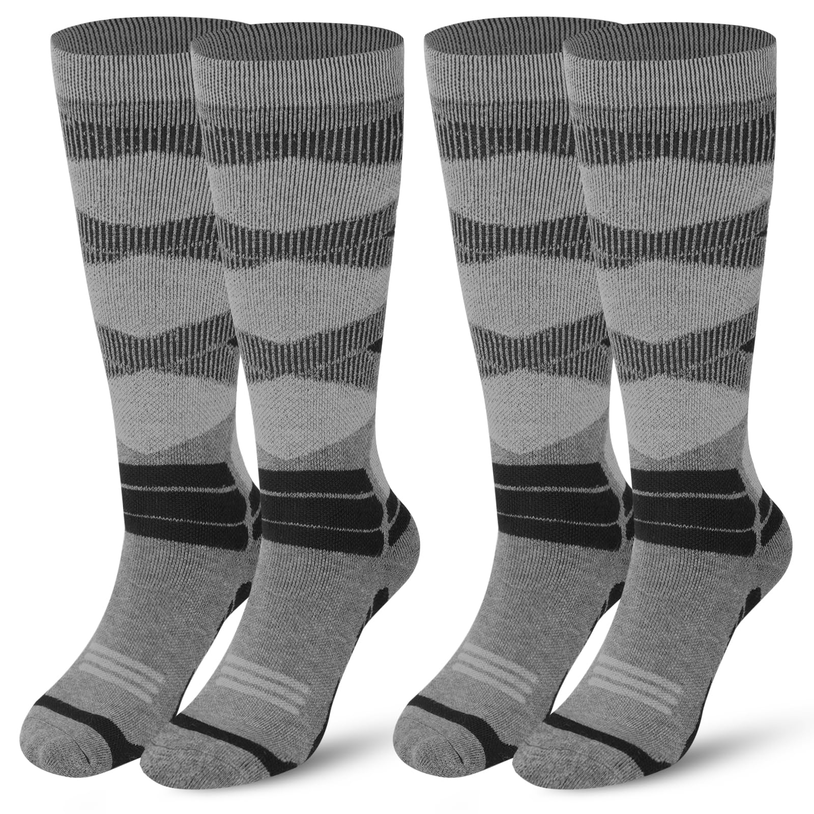 wanchel Merinowoll-Skisocken - 2 Paar knielange Skisocken, winterwarme Snowboard-Thermosocken, Kälteschutzsocken für Herren Damen