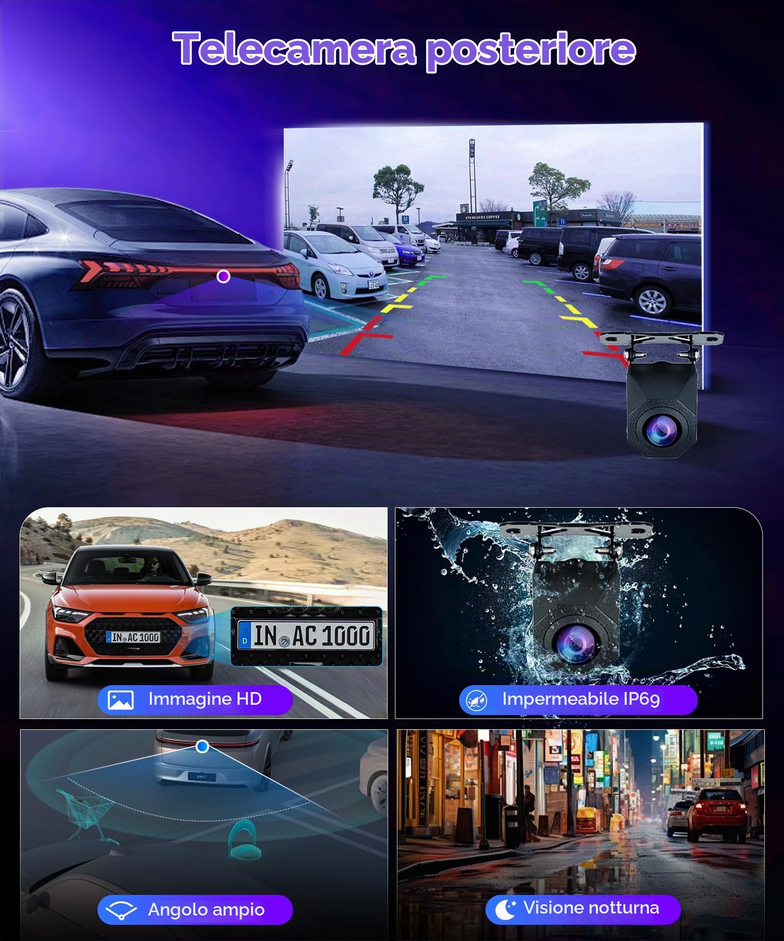 VECHTEL 4G+64G Android 15 Autoradio 1 Din con Carplay Android Auto senza Fili, 6.9 Pollici HD IPS Schermo Tattile Stereo Auto con Bluetooth 5.0 Radio FM RDS GPS Wi-Fi Mirror Link USB/Type-C Telecamera