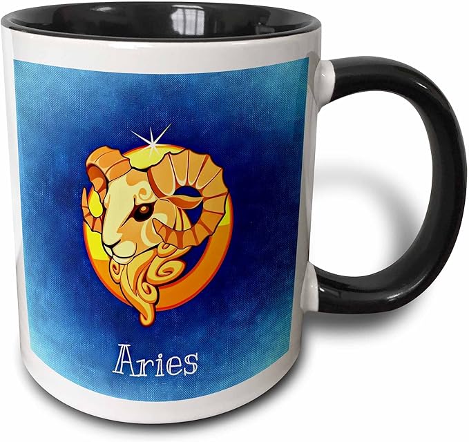 3dRose Aries Zodiac Sign 11oz Two-Tone Black Mug